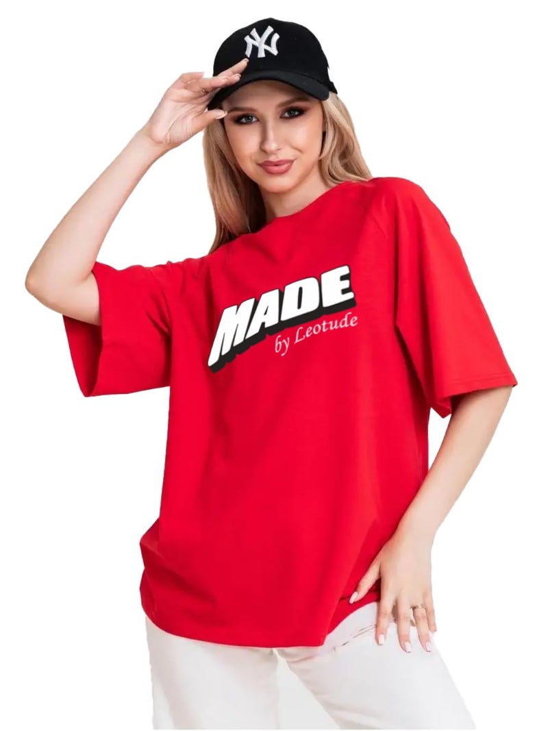 LEOTUDE Womens Oversized Round Neck Half Sleeve T-Shirts (SP-7VRUVTXIYVLK5HCZ_Multicolor8_M) - Image 1