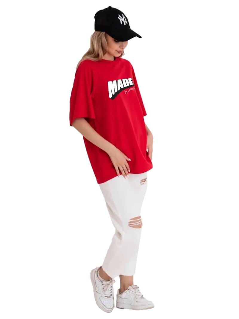 LEOTUDE Womens Oversized Round Neck Half Sleeve T-Shirts (SP-7VRUVTXIYVLK5HCZ_Multicolor8_M) - Image 5