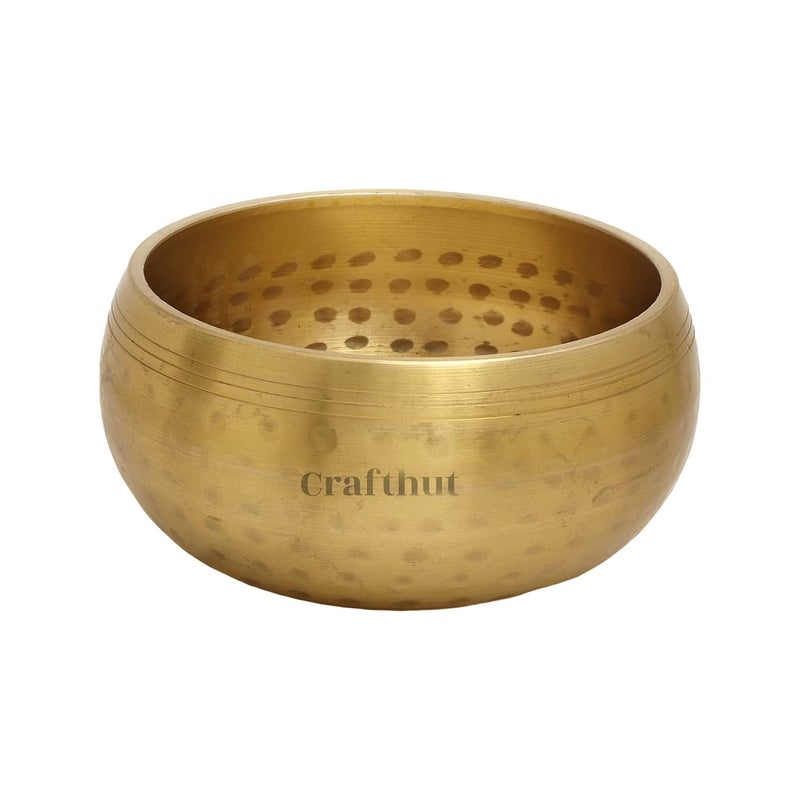 CRAFTHUT Brass Meditation Bowl with Stick and Cushion Tibetan Buddhist Singing-Bowl 4-inch Diameter (Golden) - Image 4