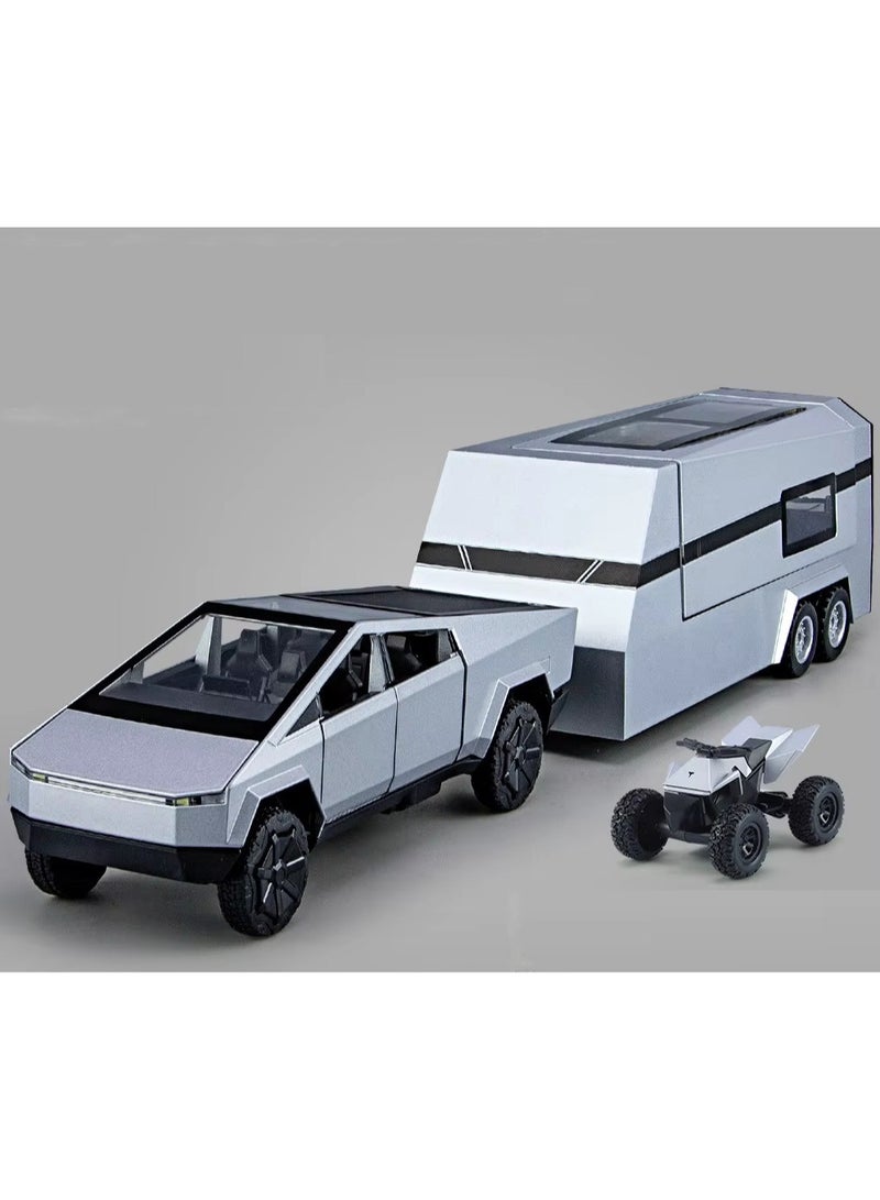Cyber-truck Diecast Pickup Truck Model, Metal Off-Road Vehicle with Sound and Light, Kids Toy - Image 1
