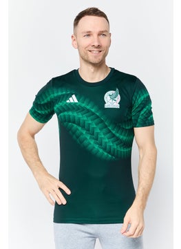 Adidas Men Sportswear Fit Short Sleeves Mexico Football Jersey Shirt, Green  - Image 1