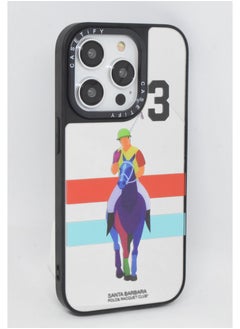 iPhone 14 Pro Cover Luxury Plating Embossed Hard Phone Case Tempered Glass Back Cover