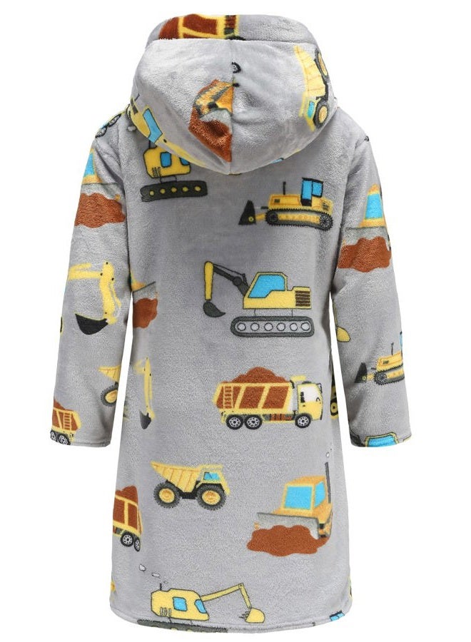 Best for All Boys Girls Bathrobes Soft Hooded Bathrobes Sleepwear robe Girls boys (Excavator, 7-8 Years), Excavator, 7-8 years - Image 2