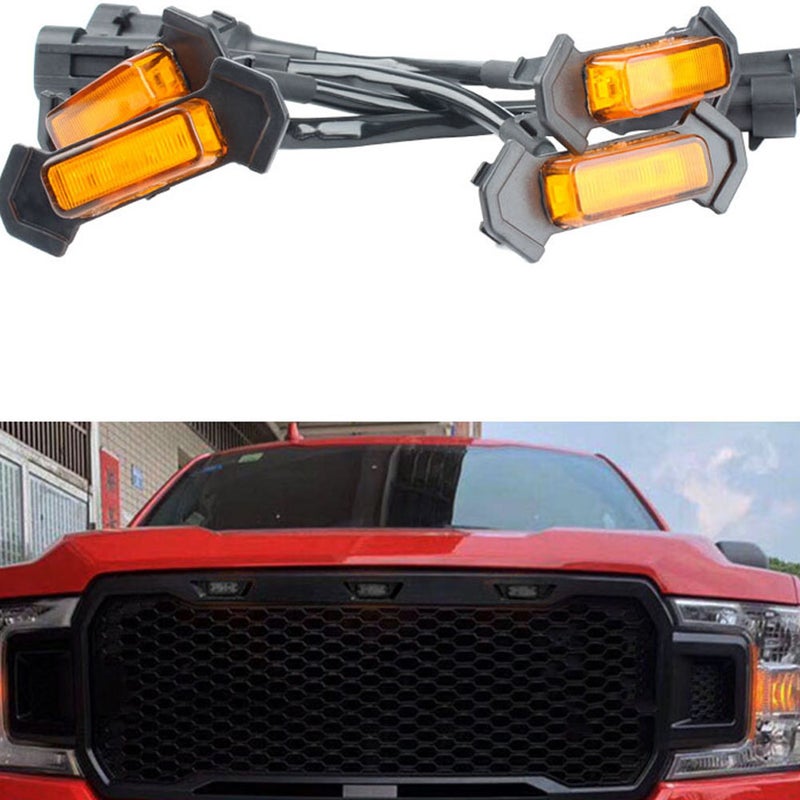 4 Pcs Amber Grille Lights with Fuse Front Grille Lighting for Car - Image 1