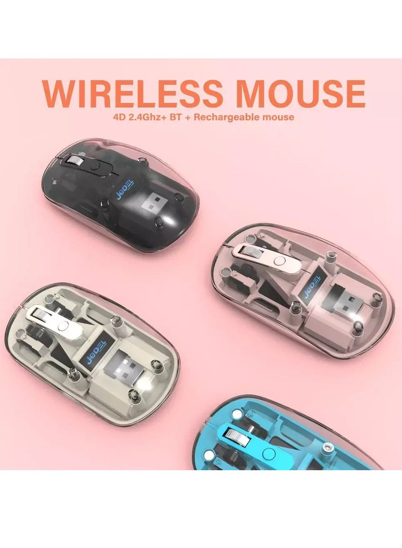 JeDEL WD131P Wireless, Bluetooth Rechargeable Mouse - 1600 DPI Adjustable - Battery Life 180 Hours (Black) - Image 3