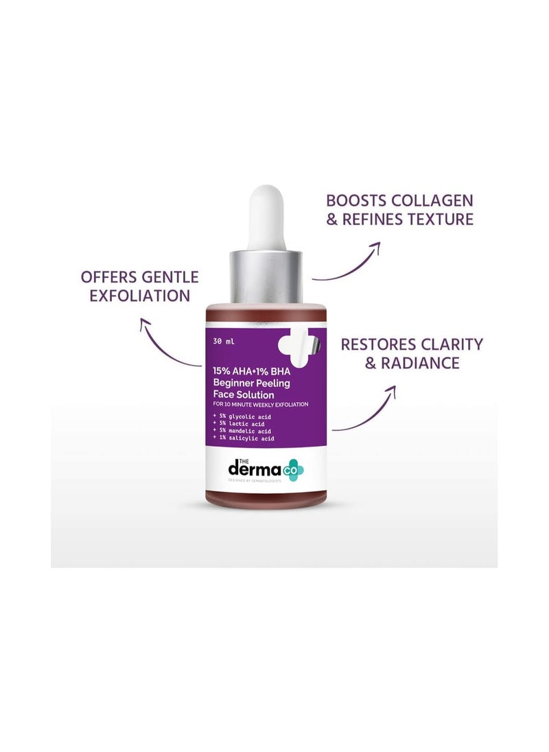 ذا ديرما كو محلول تقشير الوجه للمبتدئين 15% AHA + 1% BHA من The Derma Co للتقشير الأسبوعي لمدة 10 دقائق - 30 مل  - Image 3