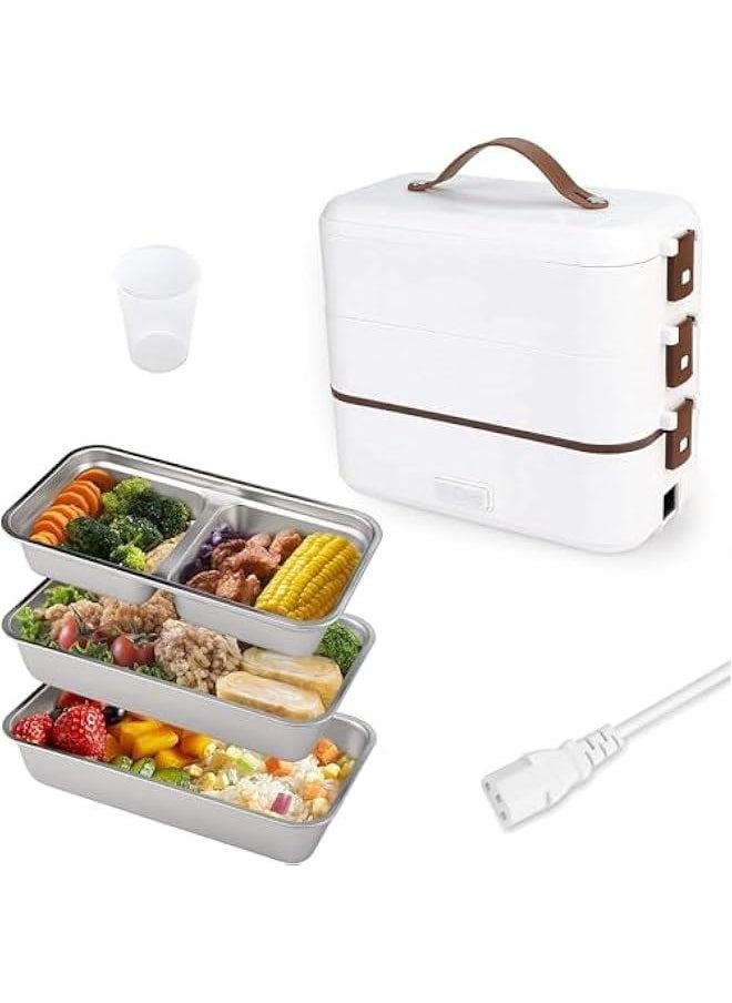 HOOKOR Self Cooking Electric Lunch Box, Electric Lunch Box Food Heater, 2 in 1 Portable Heated Lunch Box for Home Work Adults Student Food Heating, Leak Proof (3 Layers)  - Image 1