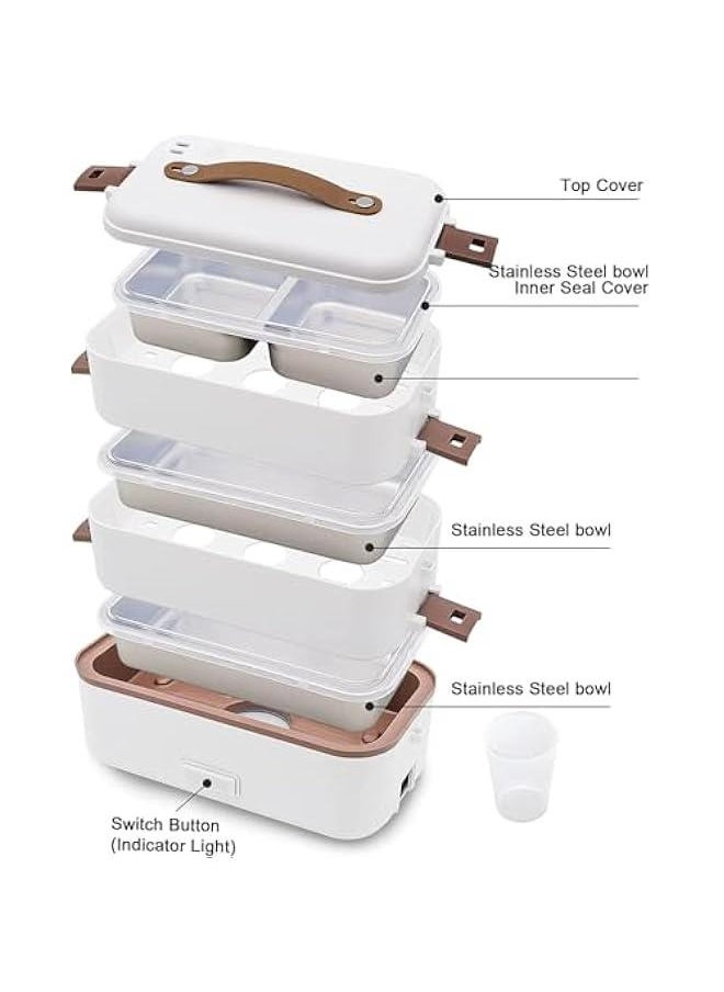 HOOKOR Self Cooking Electric Lunch Box, Electric Lunch Box Food Heater, 2 in 1 Portable Heated Lunch Box for Home Work Adults Student Food Heating, Leak Proof (3 Layers)  - Image 2