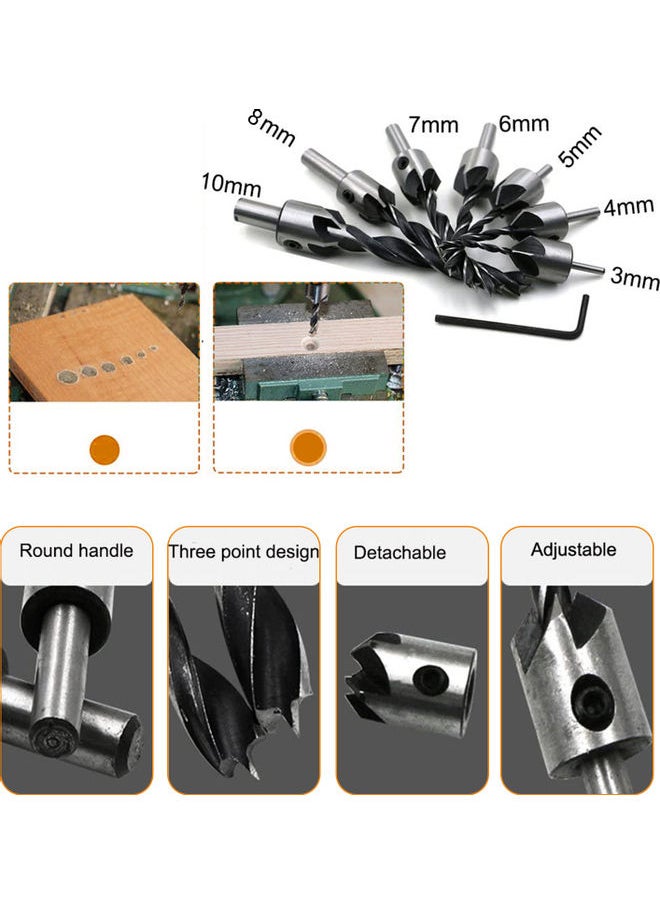 NIBEMINENT 7-Piece High Speed Steel Countersink Drill Bit with One L-wrench Silver 13.00 x 3.00 11.00cm  - Image 2