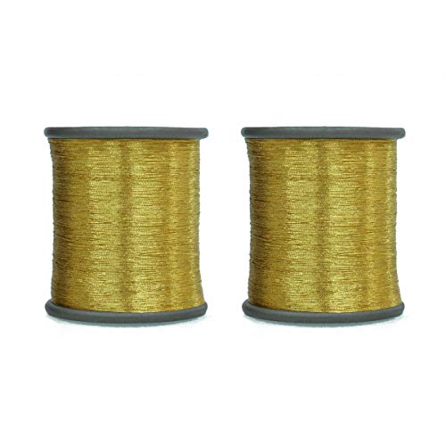 Tia Crafts Metallic Zari Thread for Embroidery & Craft Work | 0.1mm Golden Jari/China Dori | Strong Golden Thread for Sewing, Jewellery Making & DIY Art | Pack of 2 Rolls - Image 1