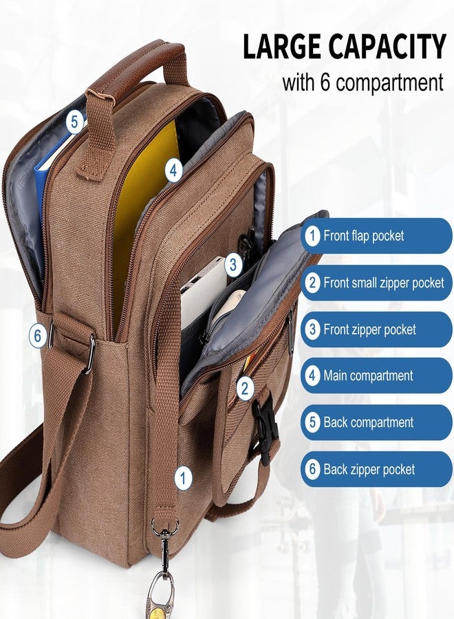 WITZMAN Crossbody Bag for Men Canvas Messenger Bags Vintage Man Purse Small Casual Shoulder Bag for Work Traveling（A8014 Classic Brown） - Image 3