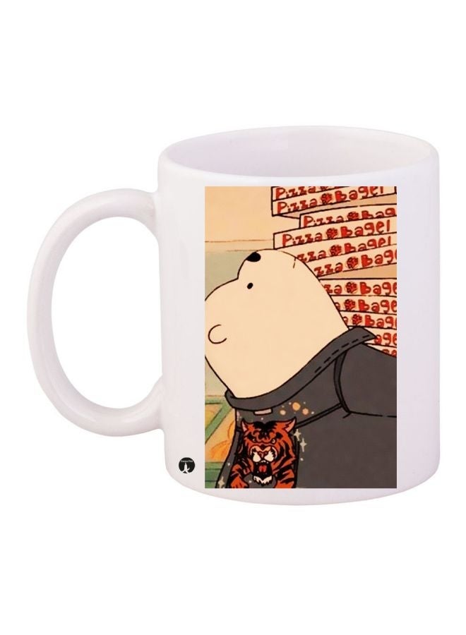 RYN Winnie-The-Pooh Printed Coffee Mug White/Beige/Red 11ounce