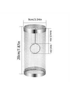 Arabest 2 Pieces BBQ Rolling Grill Basket, Stainless Steel Grill Cage, Portable Grill Cooking Grill Net Outdoor Grill Grill Basket Camping Picnic Cookware  - Image 2