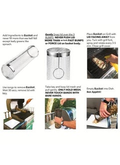 Arabest 2 Pieces BBQ Rolling Grill Basket, Stainless Steel Grill Cage, Portable Grill Cooking Grill Net Outdoor Grill Grill Basket Camping Picnic Cookware  - Image 3