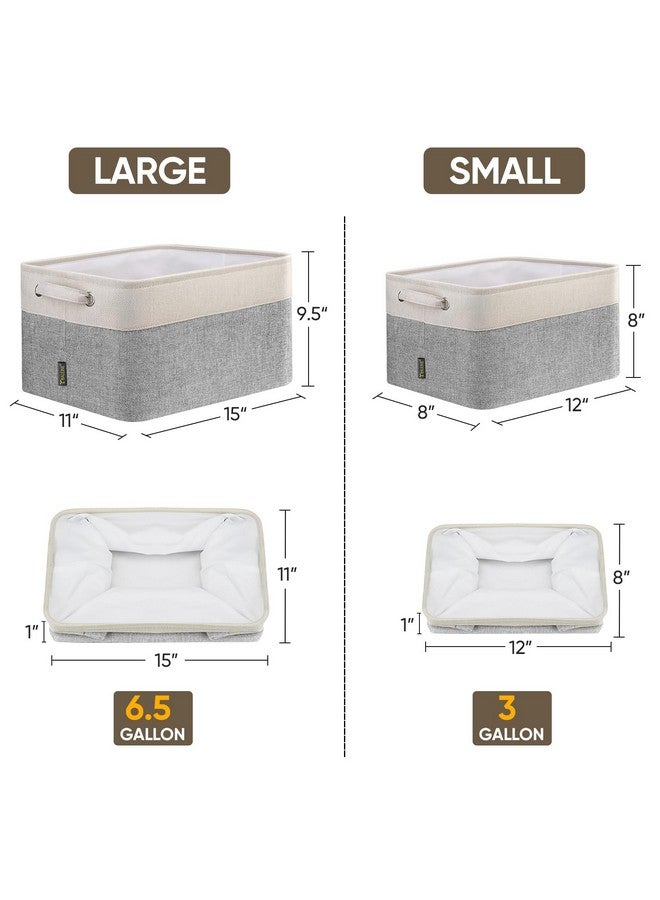 Baleine BALEINE 3 Pack Fabric Storage Bins for Shelves, Linen Storage Baskets for Organizing, Decorative Closet Bins for Clothes, Home (Grey, 15"x11"x9.5")  - Image 1