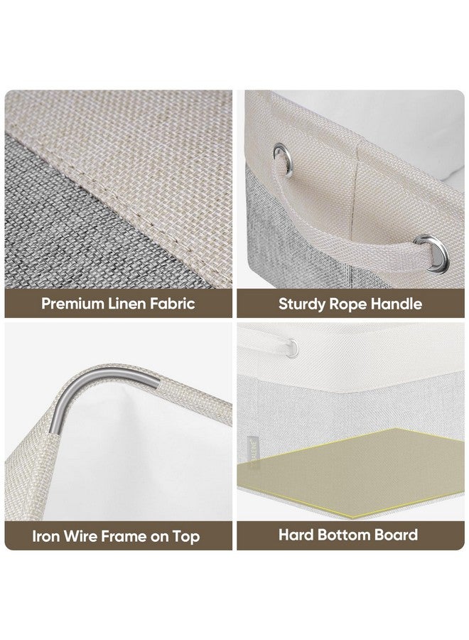 Baleine BALEINE 3 Pack Fabric Storage Bins for Shelves, Linen Storage Baskets for Organizing, Decorative Closet Bins for Clothes, Home (Grey, 15"x11"x9.5")  - Image 2