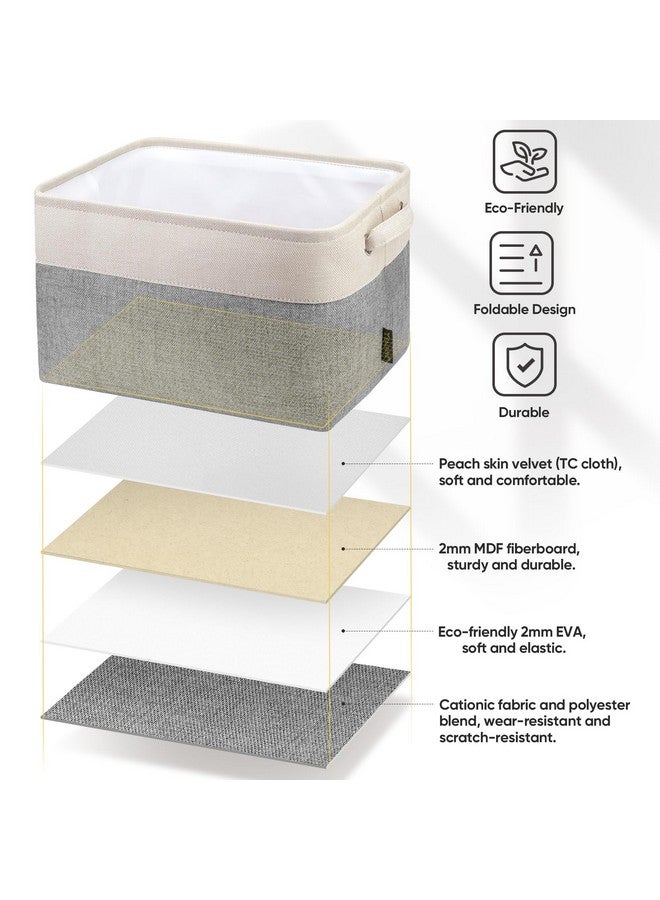 Baleine BALEINE 3 Pack Fabric Storage Bins for Shelves, Linen Storage Baskets for Organizing, Decorative Closet Bins for Clothes, Home (Grey, 15"x11"x9.5")  - Image 3