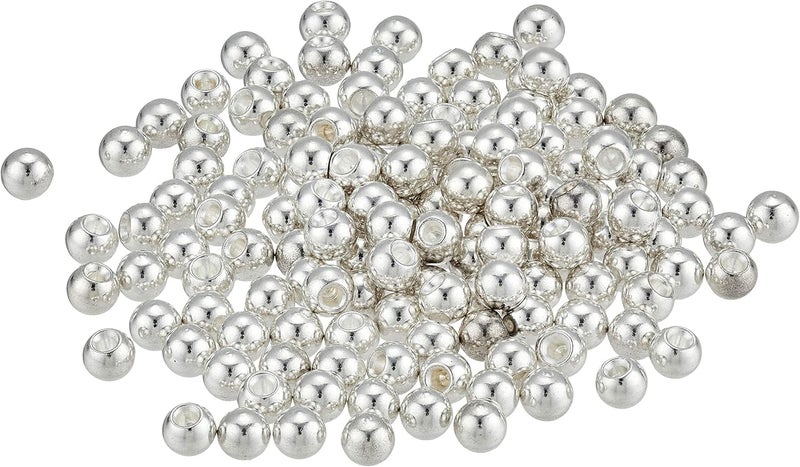 Beadalon Memory Wire End Caps, 3mm Round Silver Plated Beads - 144 Pieces - Image 1