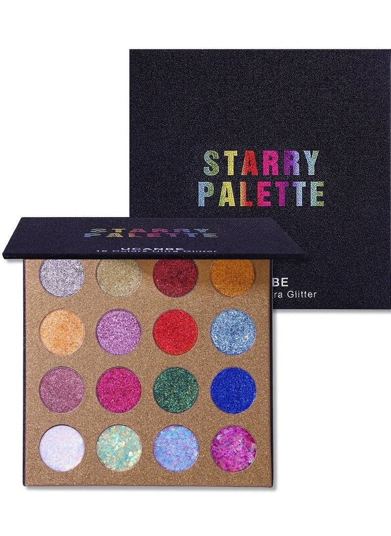 Ucanbe UCANBE 16 Color Diamond Shine Eyeshadow Palette for Dazzling Metallic Stage Looks  - Image 1