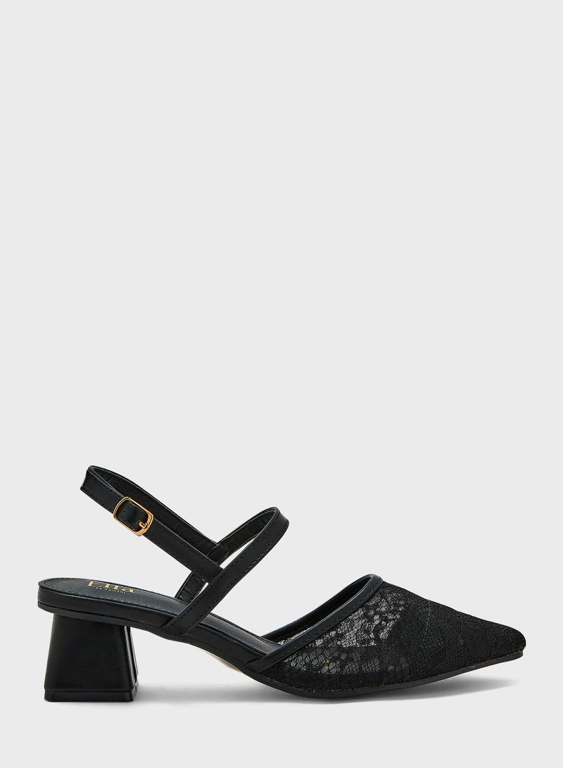 Lace  Pumps - Black