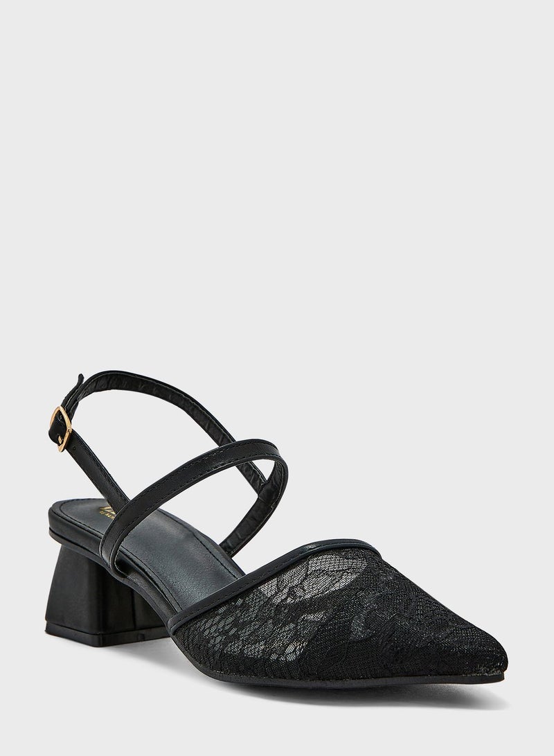 Lace  Pumps - Black