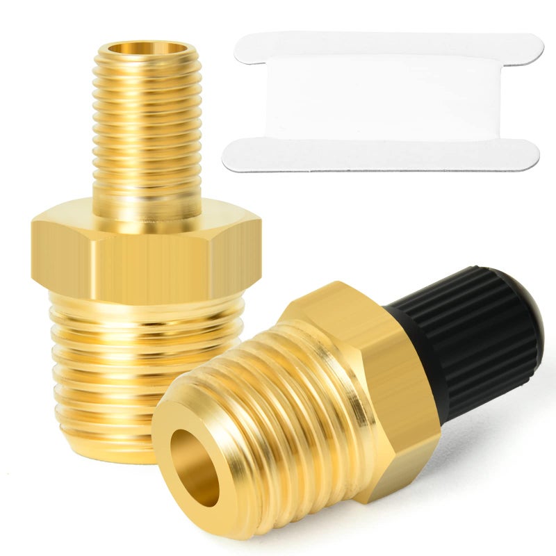 GASHER 2PCS 1/4" NPT Tank Valve Anti-Corrosion Brass Schrader Valve with 1/4" Male NPT,Using with Air Compressor Tanks - Image 1