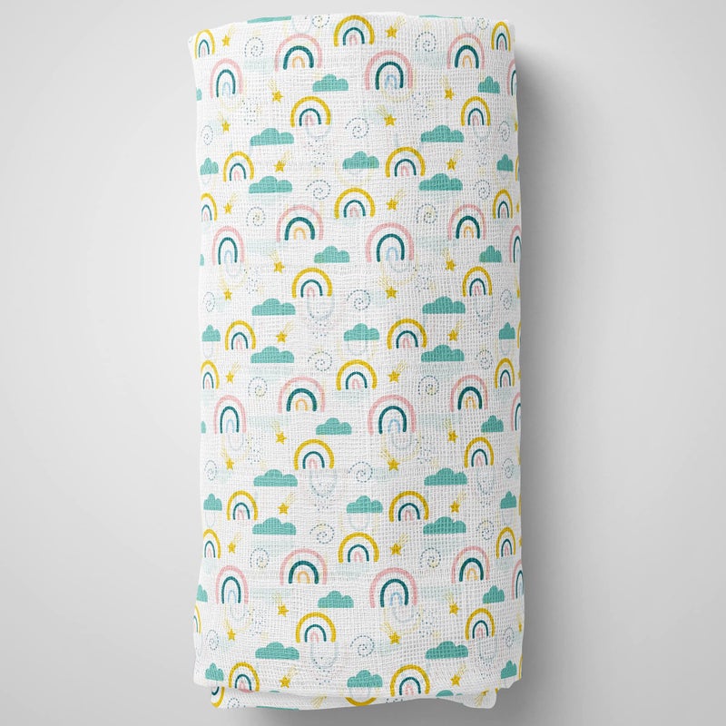 1ST STEP 3 Ply Muslin Blanket 100cm*120cm - Rainbow - Image 1