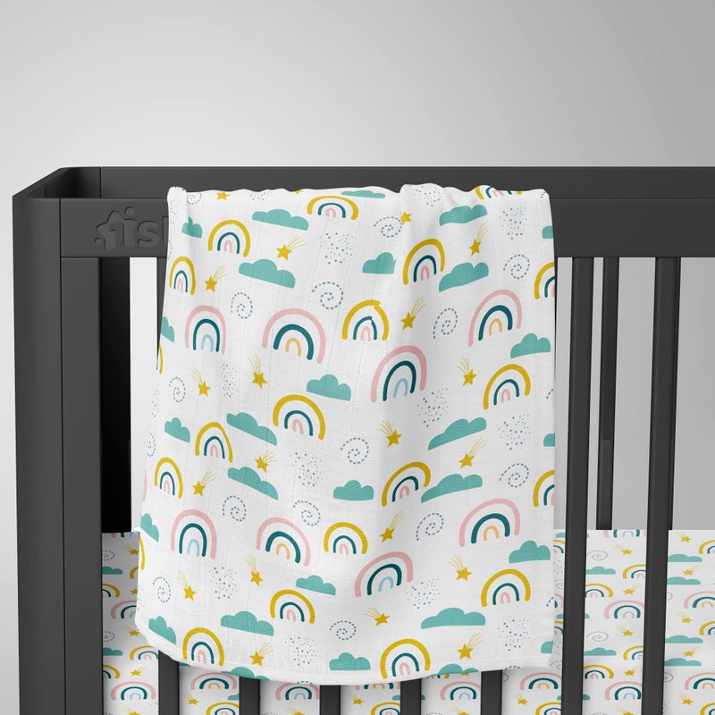 1ST STEP 3 Ply Muslin Blanket 100cm*120cm - Rainbow - Image 4