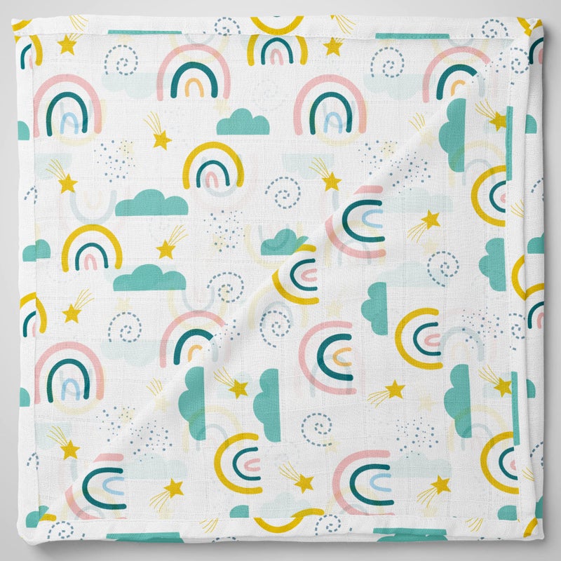 1ST STEP 3 Ply Muslin Blanket 100cm*120cm - Rainbow - Image 2