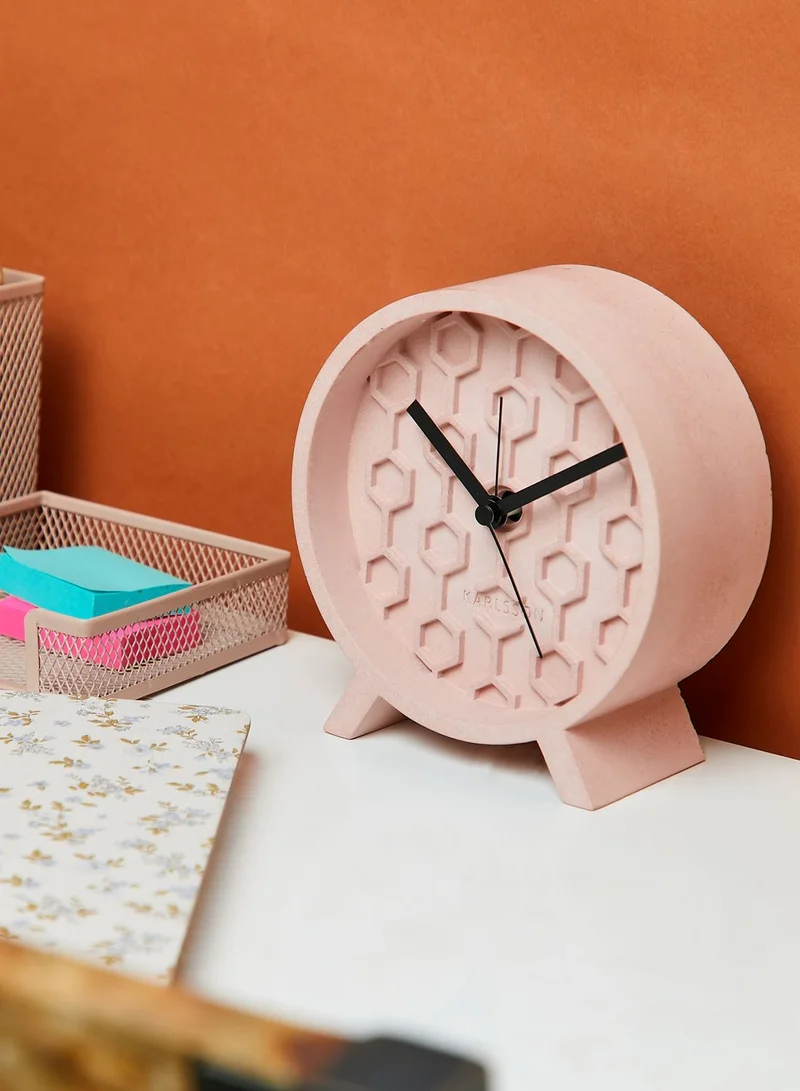 Karlsson Pink Honeycomb Concrete Alarm Clock