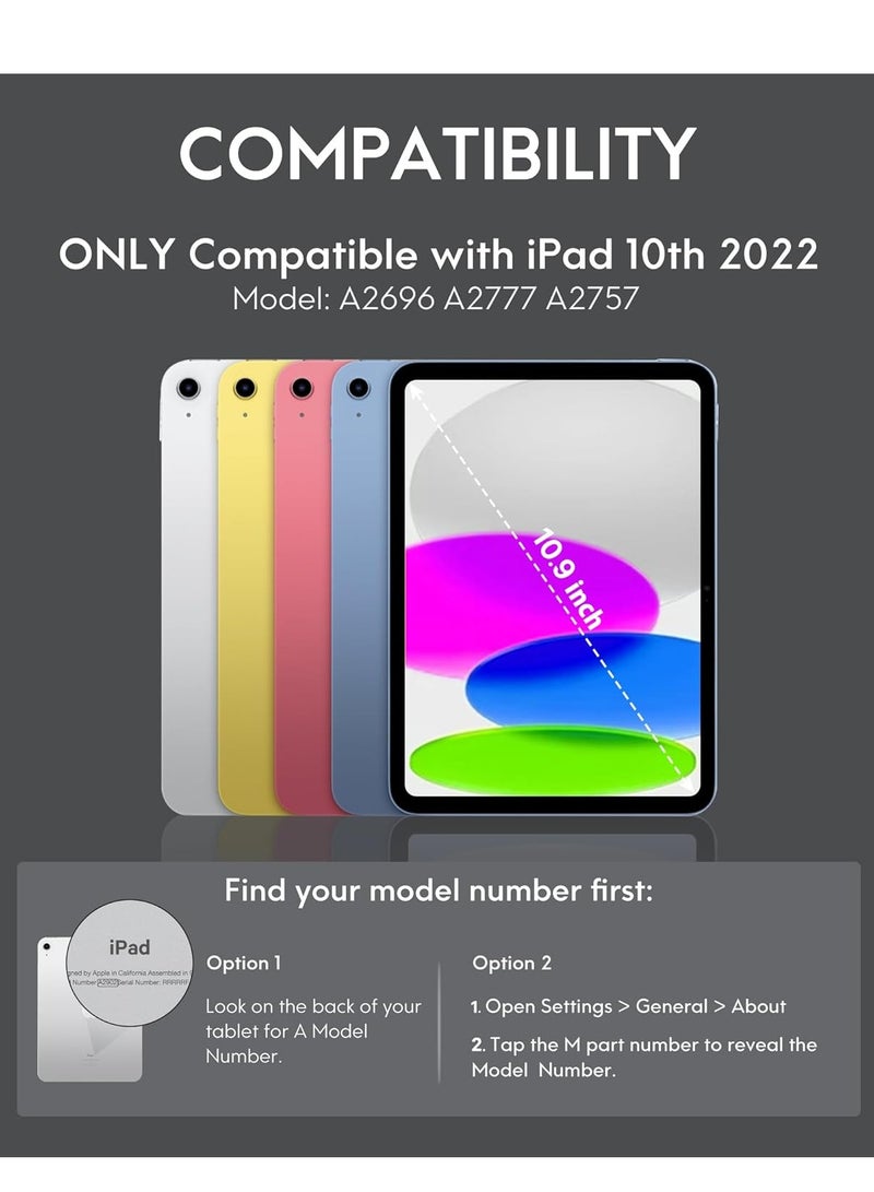 JAJEEK Keyboard Case for iPad 10th Generation 10.9 Inch 2022 – Detachable Bluetooth Keyboard, Foldable Cover with Pencil Holder, Rechargeable Keyboard for New iPad 10th Gen 2022 (Black) - Image 2