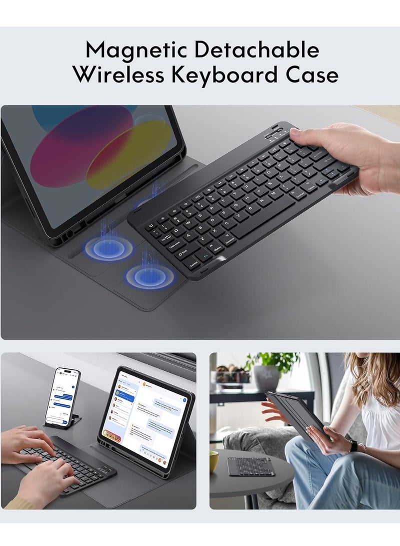 JAJEEK Keyboard Case for iPad 10th Generation 10.9 Inch 2022 – Detachable Bluetooth Keyboard, Foldable Cover with Pencil Holder, Rechargeable Keyboard for New iPad 10th Gen 2022 (Black) - Image 3