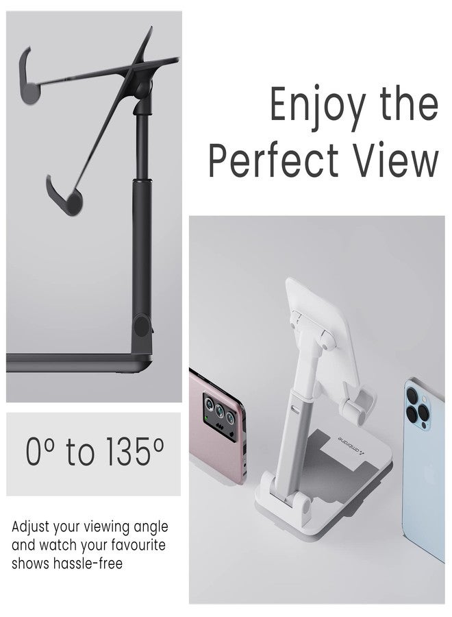 Ambrane Multipurpose Tabletop Mobile Stand | Adjustable Angle & Height| Universal Holder for iPhone, Samsung, OnePlus & All Smartphones | Portable, Anti-Skid | for Home, Office, Bed & Gifting (Black) - Image 4