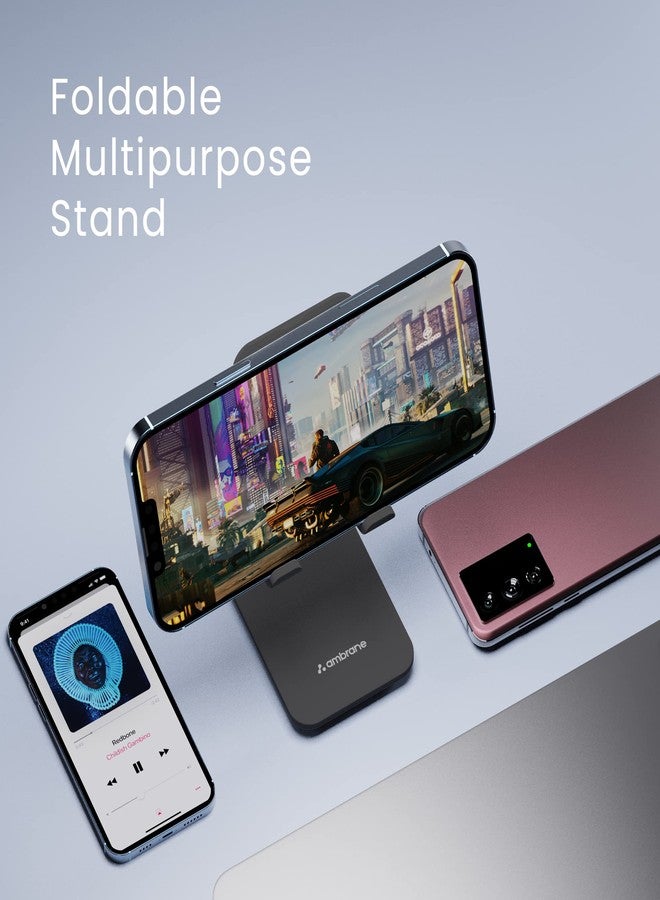 Ambrane Multipurpose Tabletop Mobile Stand | Adjustable Angle & Height| Universal Holder for iPhone, Samsung, OnePlus & All Smartphones | Portable, Anti-Skid | for Home, Office, Bed & Gifting (Black) - Image 2