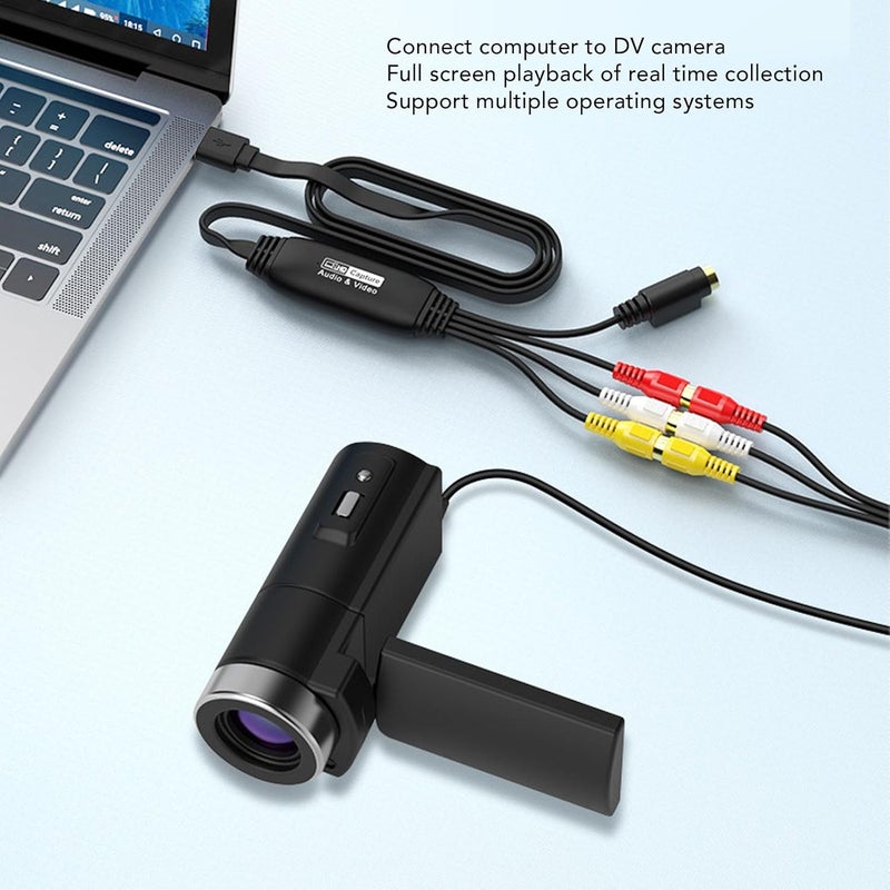 محول GOWENIC من VHS إلى رقمي، بطاقة التقاط فيديو USB A USB C مع مدخل S-Video، محول صوت عالي الدقة 1080P لأنظمة التشغيل، تحويل VHS VCR DVD Hi8 DV إلى رقمي - Image 3