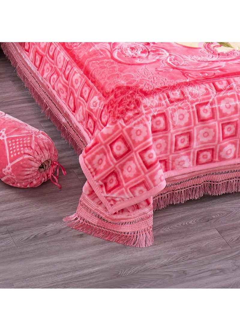 ستارجولد طقم بطانية مكون من 5 قطع مقاس 220 × 240 سم طبقتين بطانية فاخرة مع مفرش سرير وغطاء وسادة ولفة للرقبة - Image 4