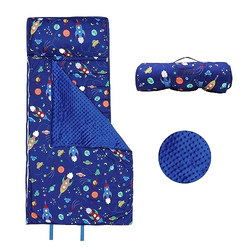 Decalsweet Sleeping Nap Mat with Removable BlanketExtra Thick Large 2 in 1 Slumber Bags for Boys GirlsNap Mat for Preschool Travel Camping - Image 1