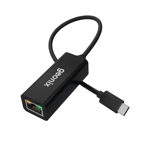 Geonix Befit E6, Type C to LAN Gigabit Ethernet Adapter, 1000 Mbps Network LAN Speed, RJ45 LAN Port, for Windows/Mac/Linux, Compatible with Laptop, Desktop, Gaming Console| Black - Image 1