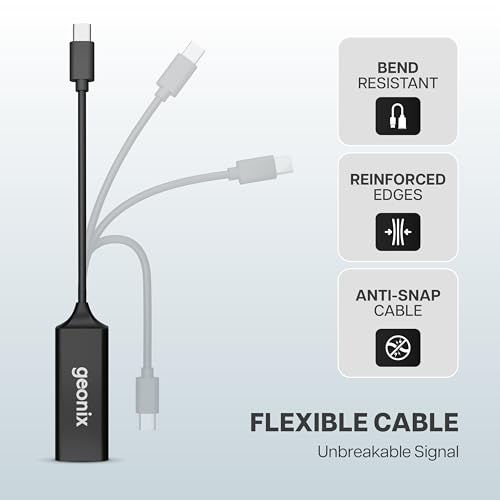 Geonix Befit E6, Type C to LAN Gigabit Ethernet Adapter, 1000 Mbps Network LAN Speed, RJ45 LAN Port, for Windows/Mac/Linux, Compatible with Laptop, Desktop, Gaming Console| Black - Image 4