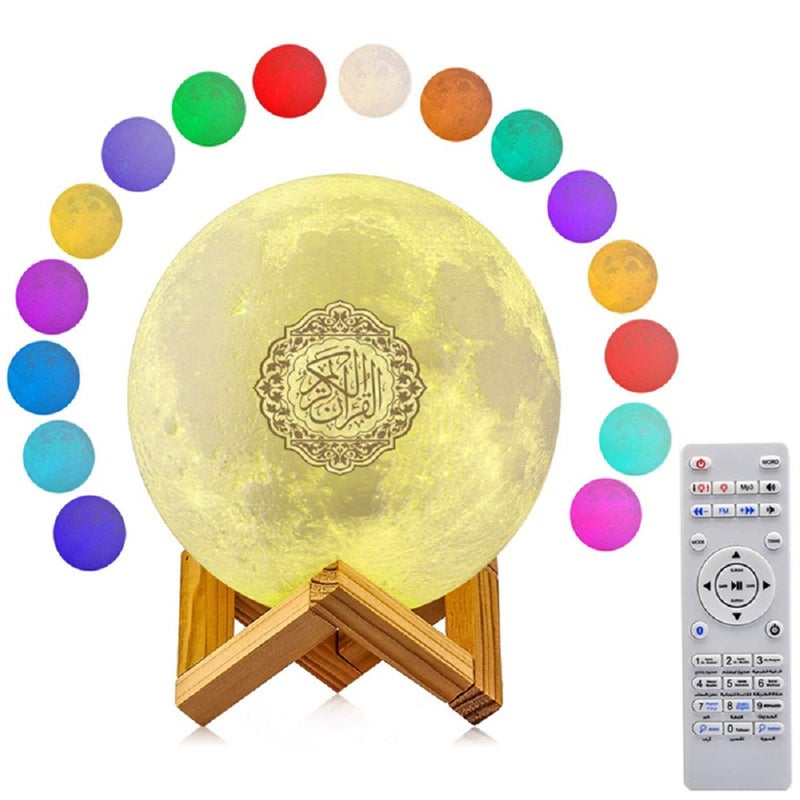ACHAS Quran Bluetooth Remote Control LED Moon Lamp Speaker Multicolour - Image 1