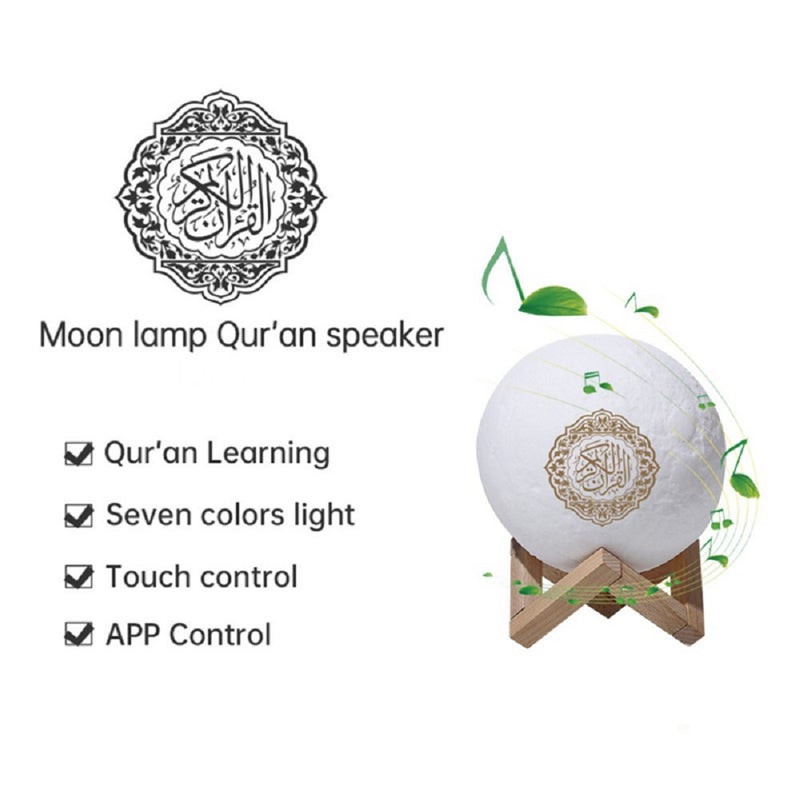 ACHAS Quran Bluetooth Remote Control LED Moon Lamp Speaker Multicolour - Image 4