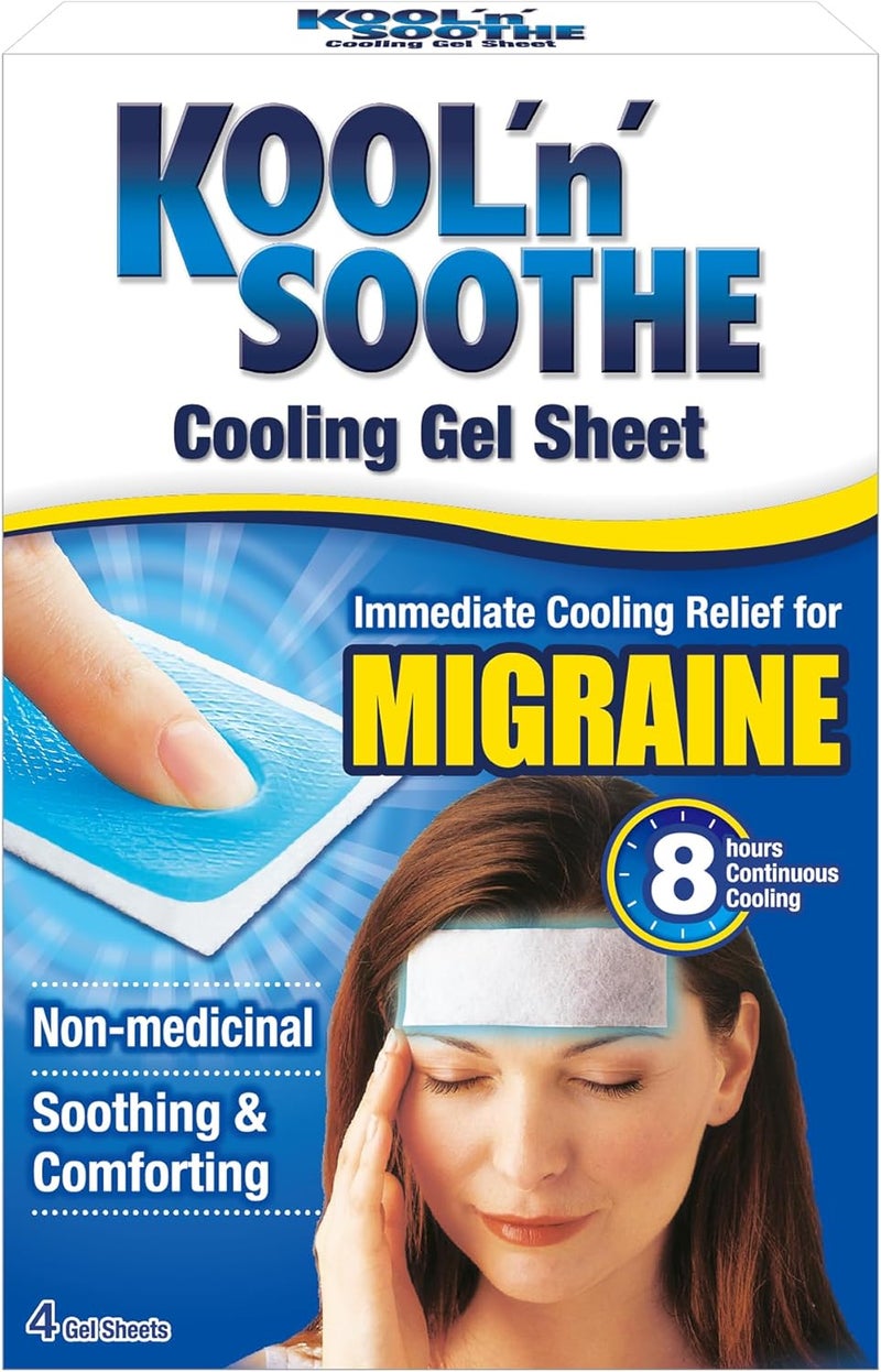 KOOL 'n' SOOTHE Kool n Soothe MIGRAINE Cooling Gel Sheets 4 PackImmediate Cooling Relief for Migraine  Severe Headache - Image 1