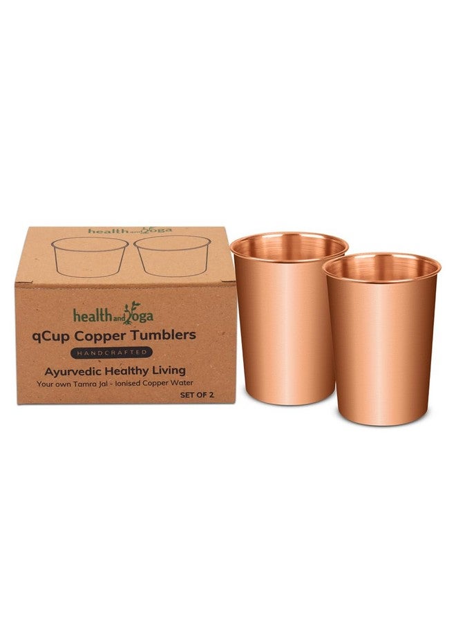 SoulGenie HealthAndYoga™ أكواب نحاسية نقية للشرب - أكواب نحاسية صحية أيورفيدية - مجموعة من 2 قطعة - 250 مل (8 أونصة سائلة) (عادية) - Image 1