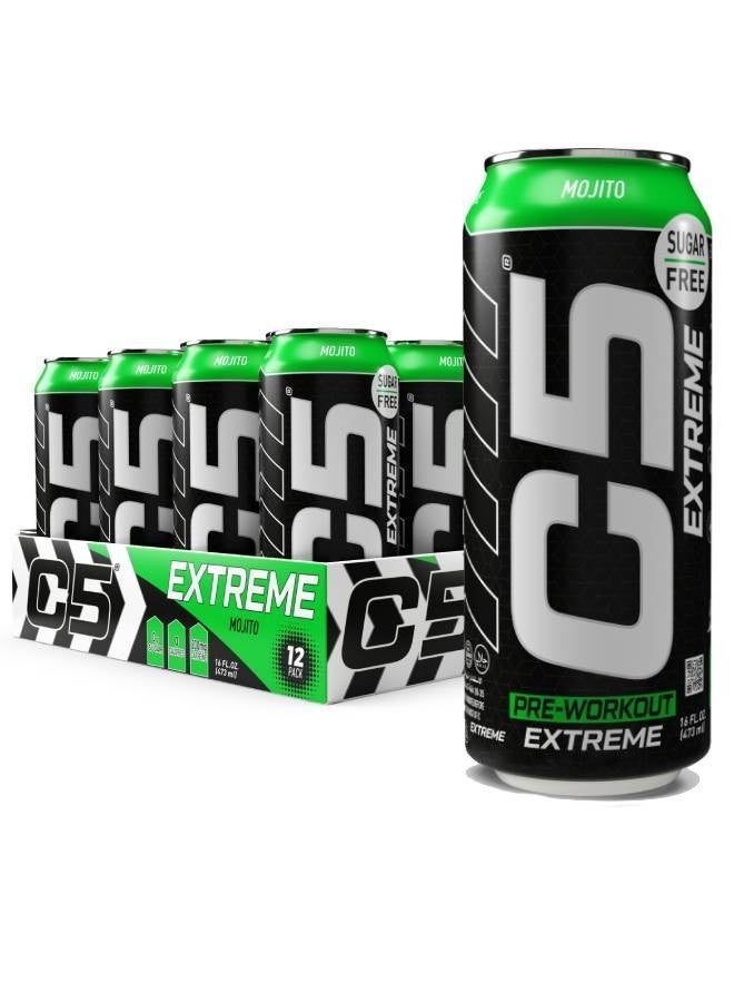 C5 Drink Extreme Mojito -  Pre Workout , Sugar Free, Zero Calories, 200mg High Caffeine, Creatine - Beta Alanine - Citrulline Malate High-Performance Pre-Workout Booster Supplement Pack of 12 - Image 1