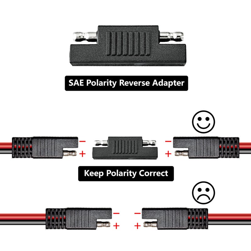 BFXM 16AWG 12FT Battery Charger Cable, SAE to SAE Terminal Quick Disconnect Harness, 2 Pin Connectors Extension Cables Cord for Car, Motorcycle, Solar Panel - Image 5