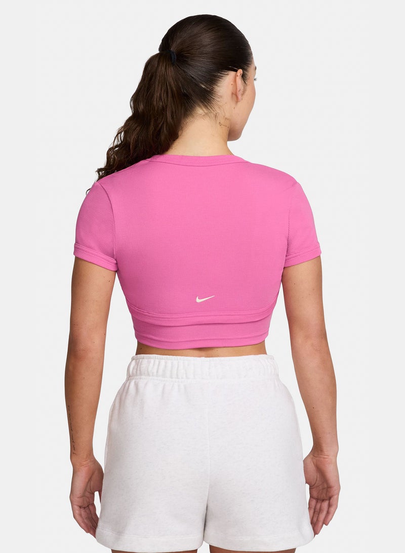 Nike Women’s Nike Sportswear Chill Knit Mock-Neck Ribbed 2-in-1 Cropped Top - Image 2