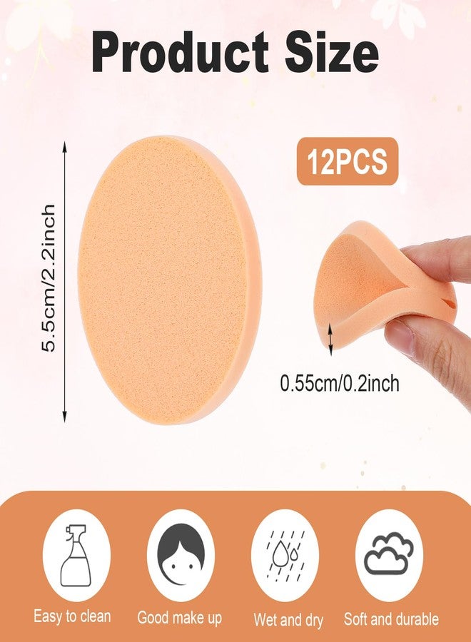 LLOUSSAK 12 Pcs Nude Round Make Up Sponges for Face Cosmetic Sponge Makeup Pads Powder Sponge Beauty Makeup Foundation Powders Blender for Liquid Foundation Cream Concealer, Wet and Dry Dual Use - Image 2