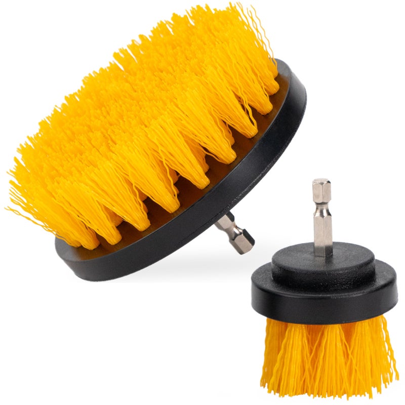 VIKING Drill Powered Carpet Cleaning Brushes for Car Interior Cleaning Brush Black and Yellow 2 Pack - Image 3