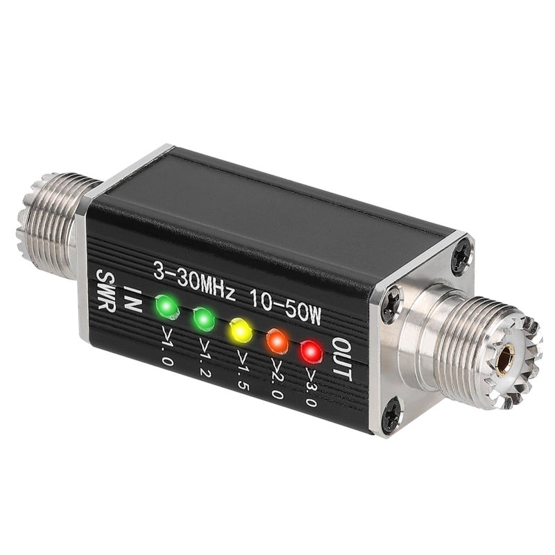 LED SWR Meter 3-30MHz Frequency Shortwave Standing Waves Indicator with 5 LEDs M Female Interface - Image 1
