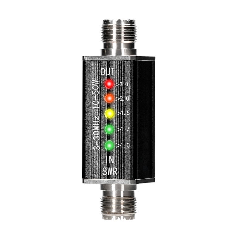 LED SWR Meter 3-30MHz Frequency Shortwave Standing Waves Indicator with 5 LEDs M Female Interface - Image 2